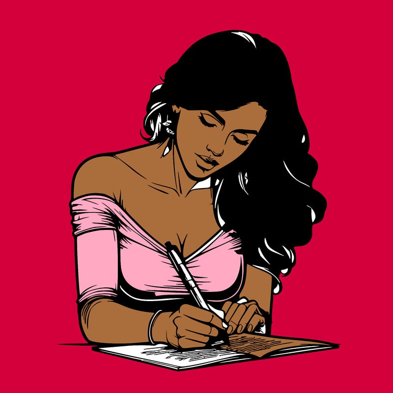 realistic female writing poetry