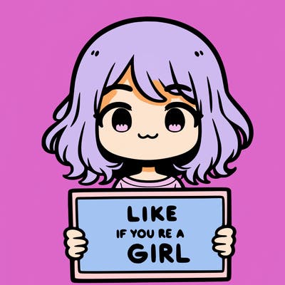 a cute girl holding a sign that says like if you’re a girl
