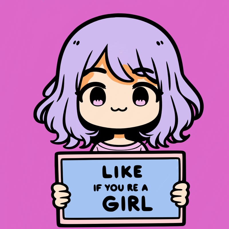 a cute girl holding a sign that says like if you’re a girl