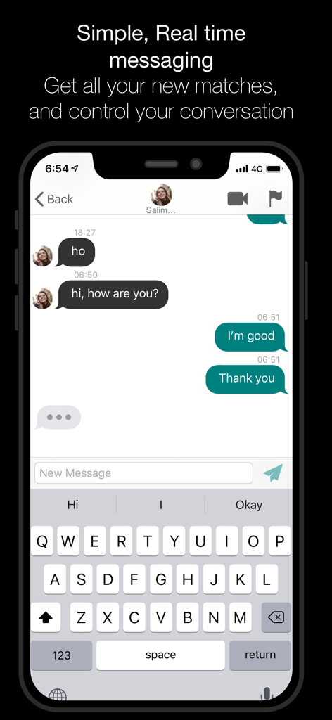 Live Video Chat - Screenshot of the real-time messaging interface in the Live Video Chat app