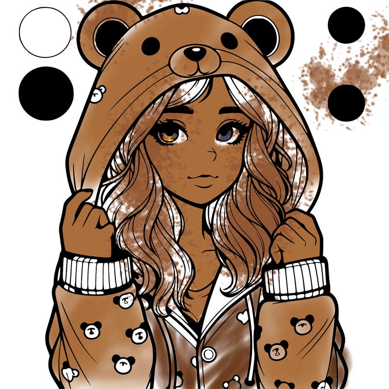 realistic girl in a animal pjs hoodie