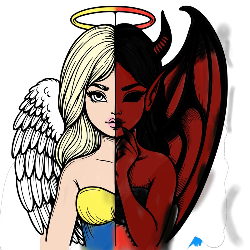 realistic angel half demon