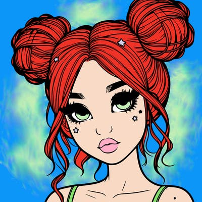 realistic girl with space buns