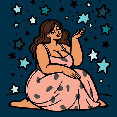 plus size woman looking at stars