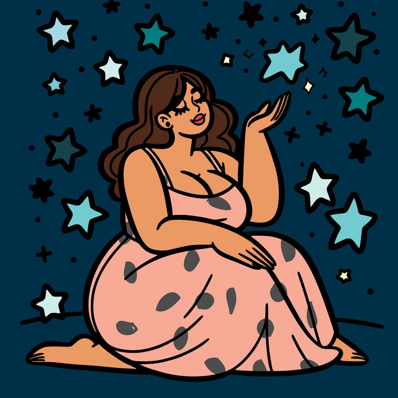 plus size woman looking at stars