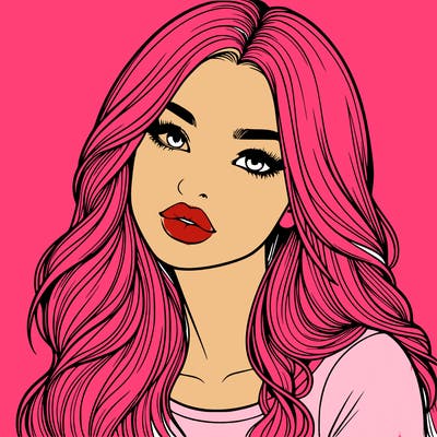 realistic girl with hair on her hair and lips