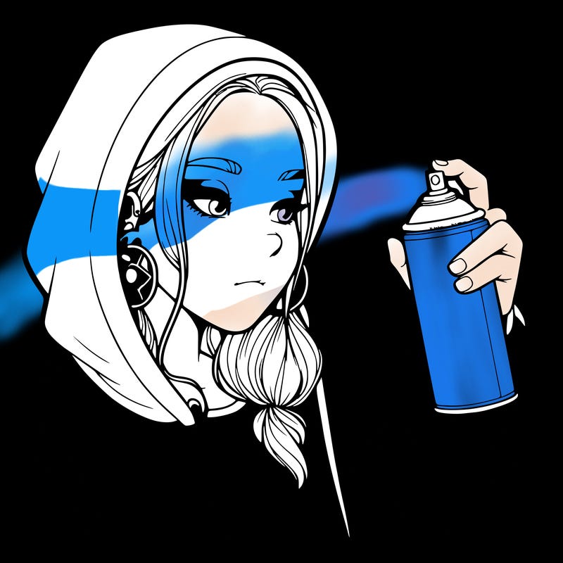 a realistic girl, spray painting