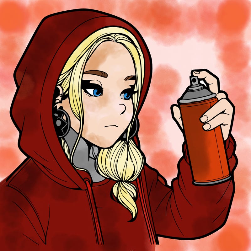 a realistic girl, spray painting
