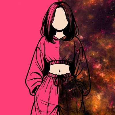 realistic girl faceless with baggy pants and a crop top