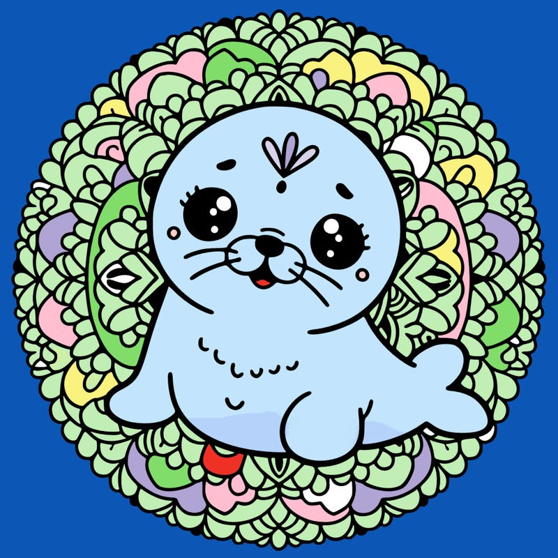 a cute baby seal mandala