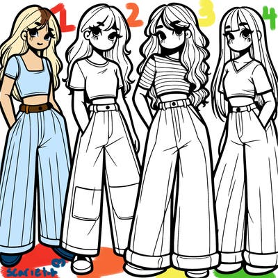 girls with wide pants and a croc top