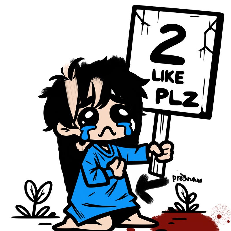 small poor toddler crying with sign that says 2 like plz