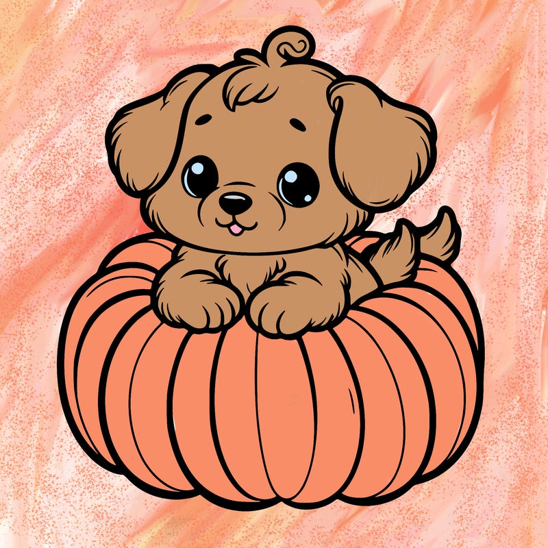 cute little puppy in a pumpkin
