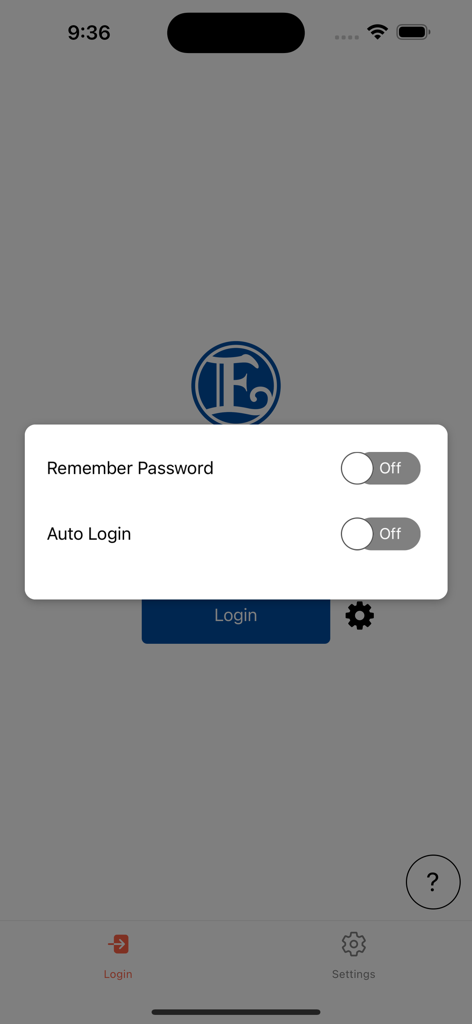 Enagic app login screen showing popup options for remember password and auto login