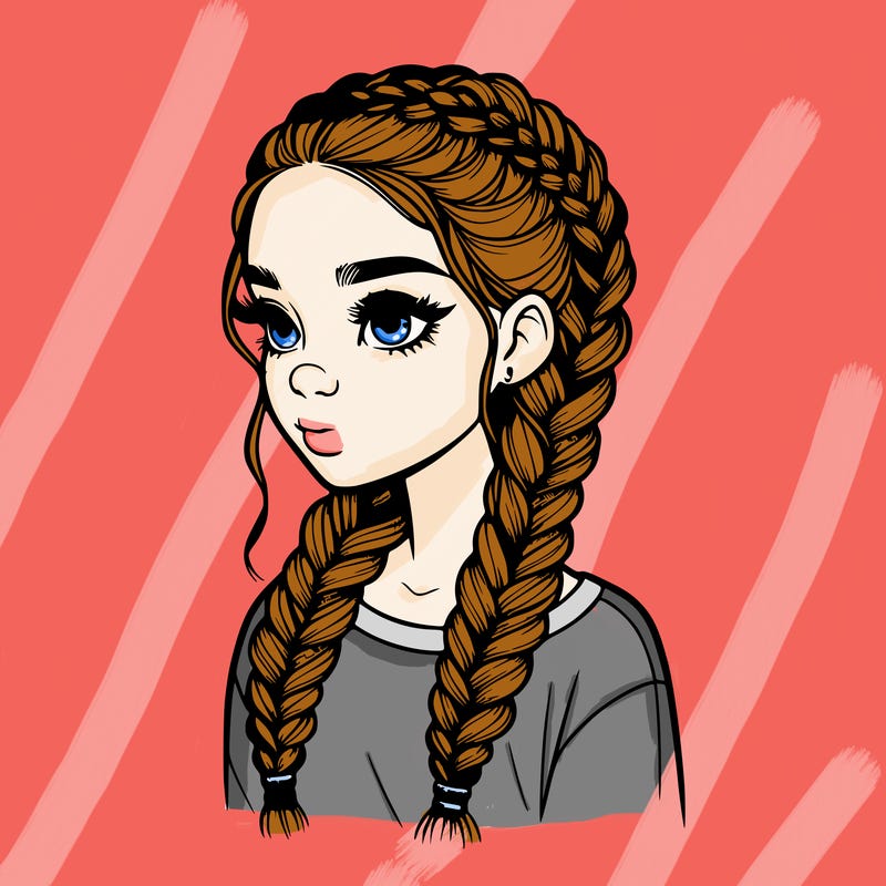 realistic girl with braids