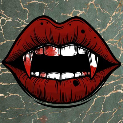 lips with vampire teeth