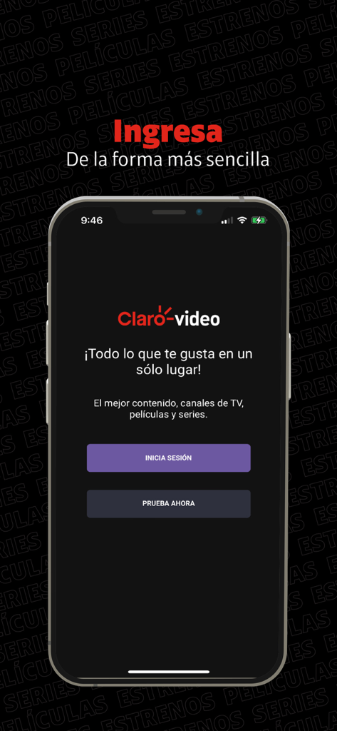 Claro video - スペイン語のクラロビデオモバイルアプリケーションのログインとウェルカム画面