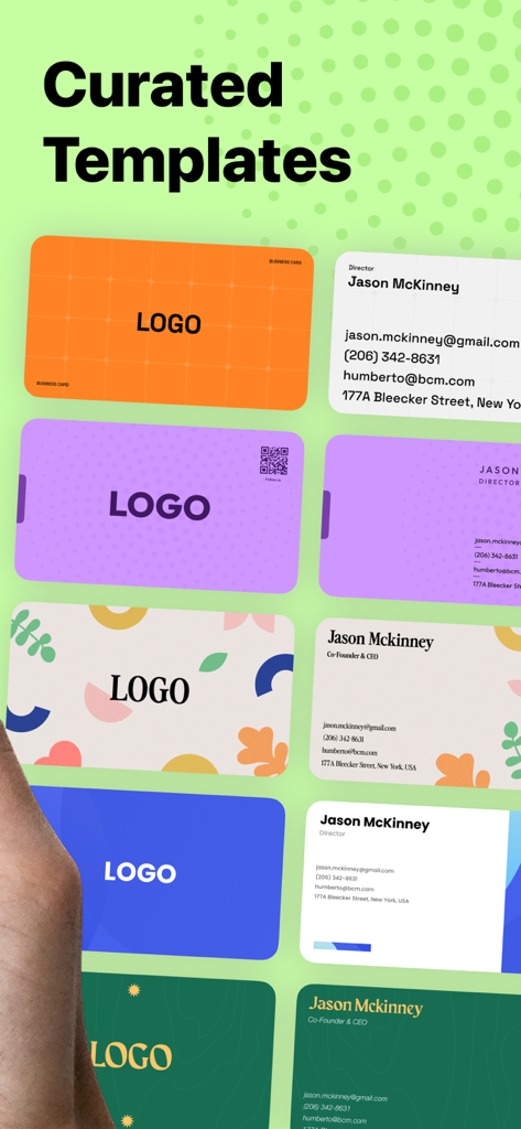 Business Card Maker· - A variety of professionally designed business card templates in different colors and styles