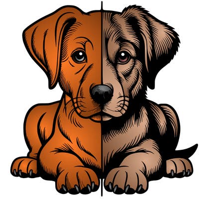 realistic dog split picture