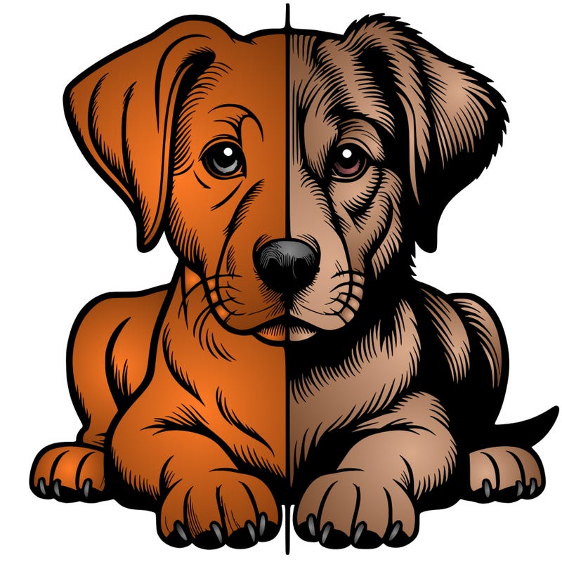 realistic dog split picture
