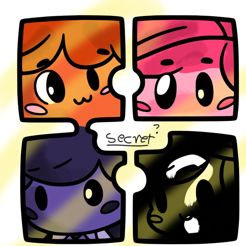 split into four pieces