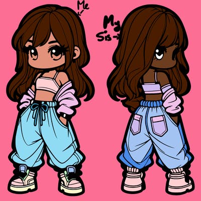 girl in crop top and baggy pants