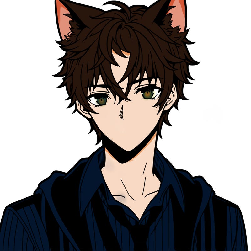 handsome manga boy with wolf ears