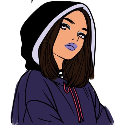 a realistic girl in a hoodie
