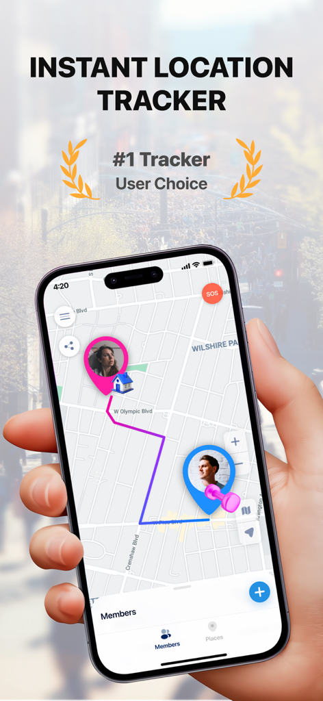 Aplicativo Encontre Minha Família mostrando rastreamento de localização em tempo real de membros da família em um mapa