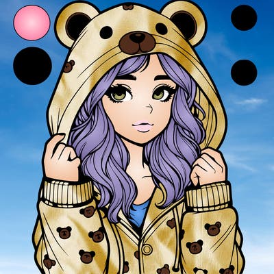 realistic girl in a animal pjs hoodie