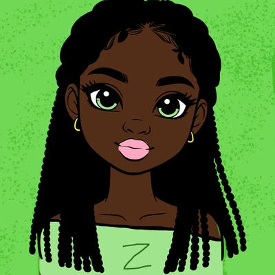 a realistic black girl with braids