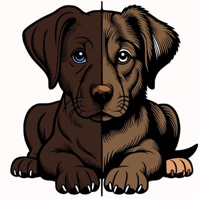 realistic dog split picture