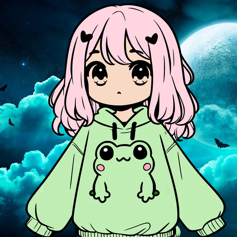 girl wearing frogging sweatshirt