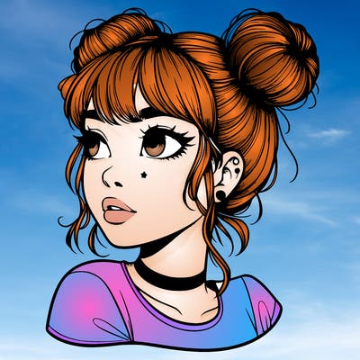 realistic girl with spacebuns