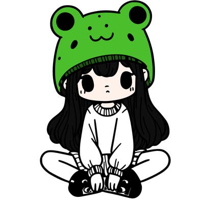 a girl wearing a frog hat and some frog socks