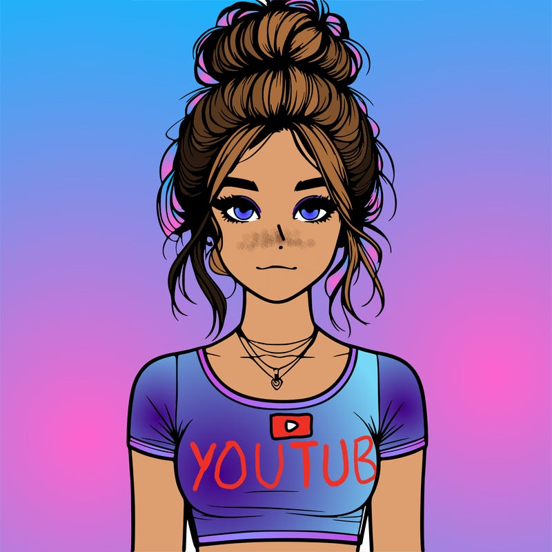realistic girl with messy bun and croptop