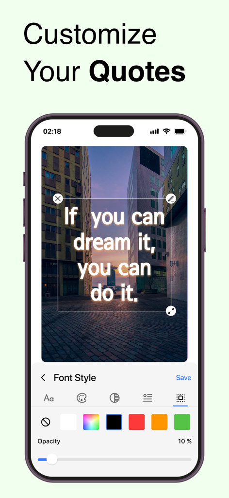 Recover Deleted Messages WARM - Interface of the quote customization tool in the Recover Deleted Messages WARM app