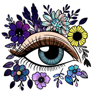 eye with flowers