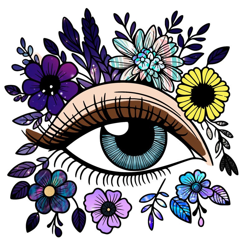 eye with flowers
