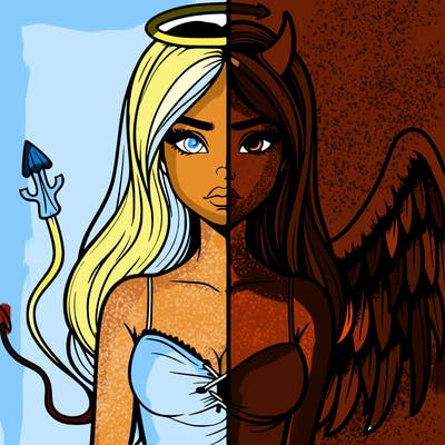 devil vs angel realistic girl