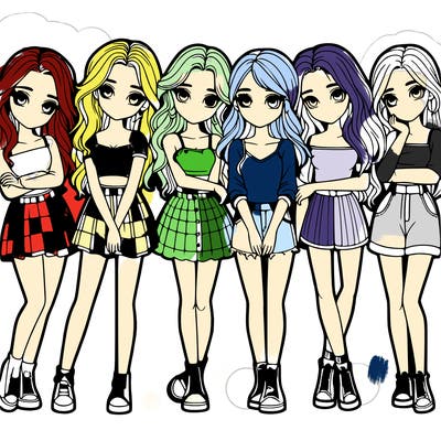 a group of girls realistic