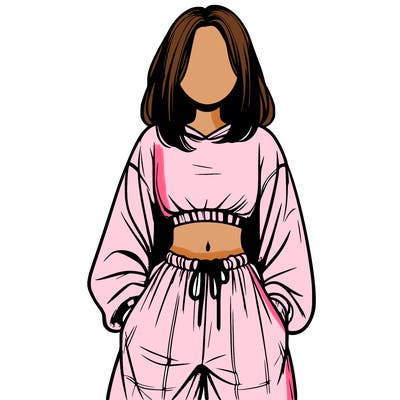 realistic girl faceless with baggy pants and a crop top
