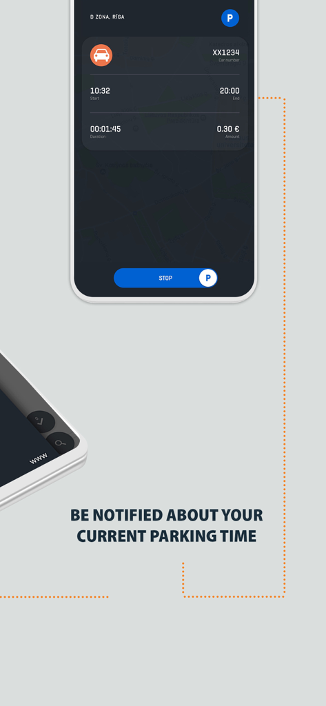 Interface da aplicação móvel EuroPark exibindo os detalhes da sessão de estacionamento ativa com acompanhamento de tempo e custo