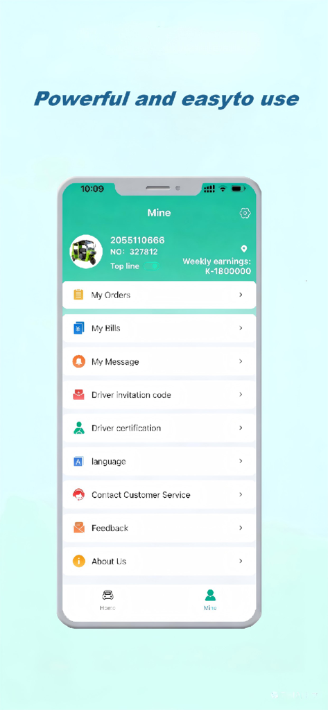 Lao Go Drivers - Lao Go Drivers app profile page showing weekly earnings and driver account settings