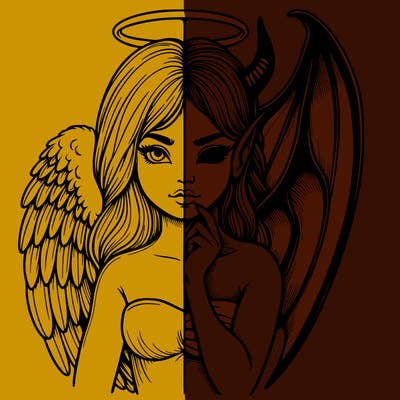 realistic angel half demon