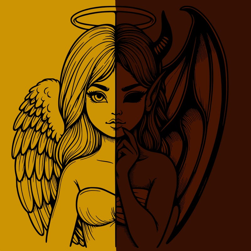 realistic angel half demon