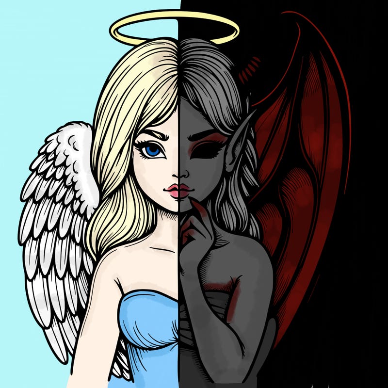 realistic angel half demon