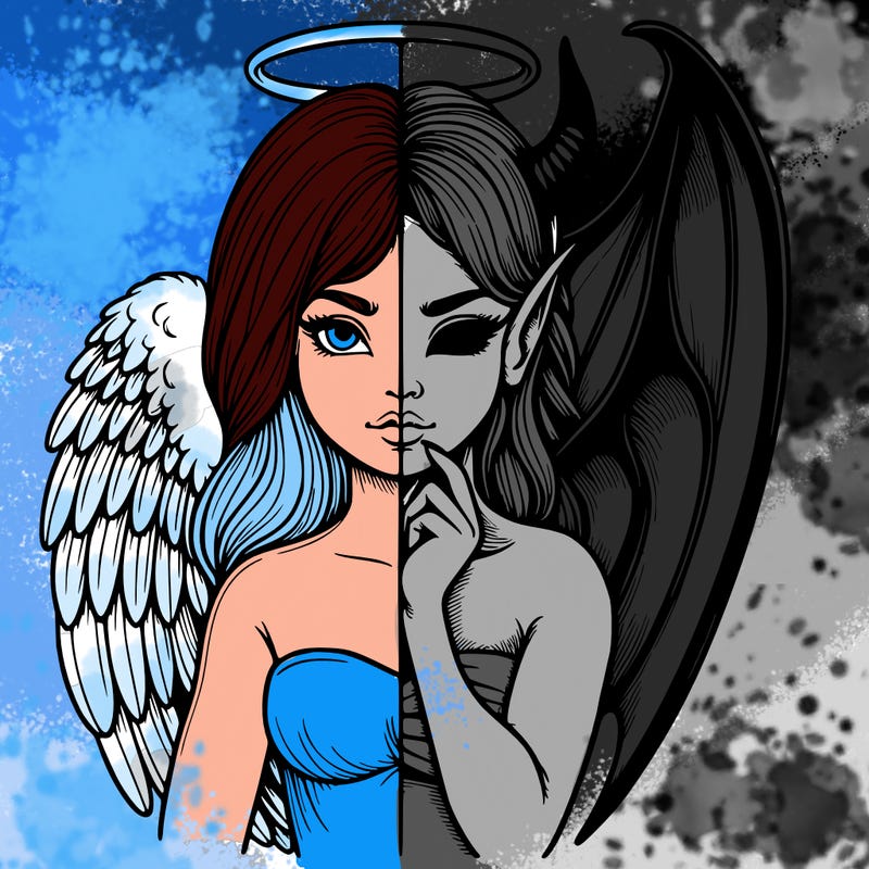 realistic angel half demon