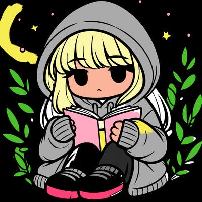 girl in oversized hoodie reading a book