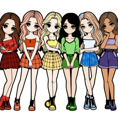 a group of girls realistic